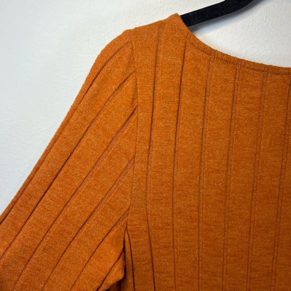 Anthropologie Women's Ribbed Side Slit Tunic Sweater Burnt Orange Stretch  Large - Picture 13 of 14